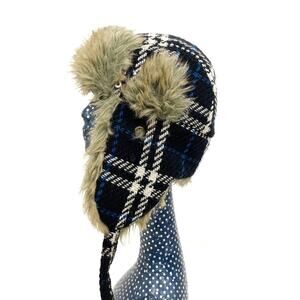 Hat Attack Winter Aviator Hat Plaid Faux Fur